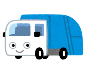 ゴミ回収のパッカー車のイラスト